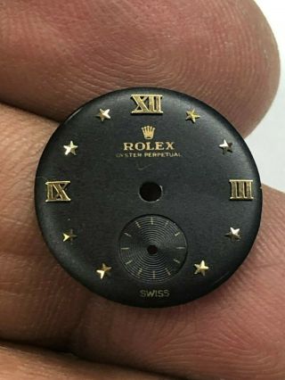 Vintage Rolex Oyster Perpetual Ladies Wristwatch Black Dial 18mm Bubbleback