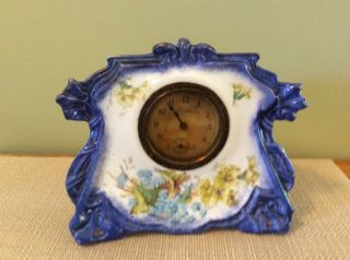 Vintage Wind Up Haven China Clock,  Hand Painted,