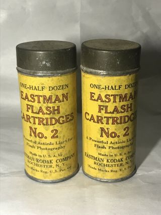 Estate Old Eastman Kodak No 2 Advertising Flash Cartridges Tin Pair
