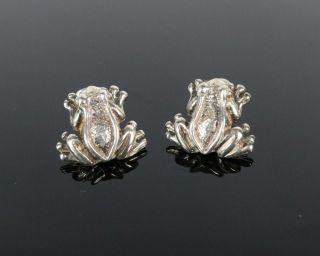 Vintage.  925 Sterling Silver Mexico Taxco Th - 90 Rainforest Frog Earrings 6.  9g