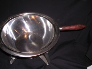 VTG Reed & Barton Stainless Steel Chafing Dish & Fondue Dish,  Wooden Handle 2