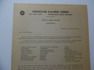 1932 Missouri Pacific Railroad Bulletin re Pocket Watches Clocks MOPAC Vintage 2