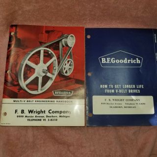 1957 Vintage Goodrich Multi - V Belt Engineering Tables Design Handbook - Freeship