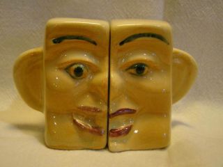 Vintage Anthropomorphic Face Souvenir W.  Va.  Salt And Pepper Shakers