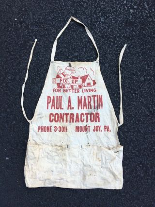 Vintage Apron Carpenter Nail Pouch Paul Martin Mount Joy Pa Old Phone Number