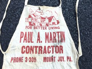 Vintage Apron Carpenter Nail Pouch Paul Martin Mount Joy PA Old Phone Number 2