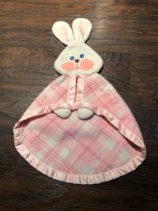Vtg Fisher Price Vintage Pink 1979 Plaid Bunny Rabbit Blanket 443