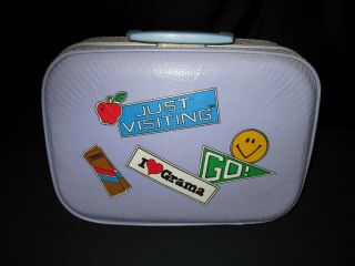 Vintage Child Suitcase Blue " Going To Grandma 