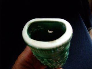 Vintage Ceramic Pottery Green Wall Pocket Vase Flower Match Holder Planter 3