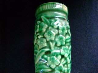 Vintage Ceramic Pottery Green Wall Pocket Vase Flower Match Holder Planter 5