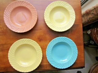 Vintage Franciscan Ware Coronado Swirl Bowls,  Set Of 8 Mixed Colors,  8.  5 " Dia.