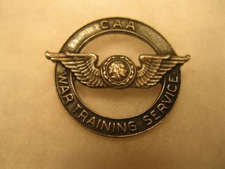 Vintage Wwii Caa War Training Service Sterling Silver Pin Badge