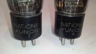 TEST NOS PAIR ENGRAVED BASE type 45 National Union ST (245 345) Tube TV7 STRONG 4