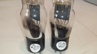 TEST NOS PAIR ENGRAVED BASE type 45 National Union ST (245 345) Tube TV7 STRONG 5