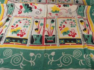 Mid Century Vintage 52 " Square Linen Printed Tablecloth " The Pride Of Flander "