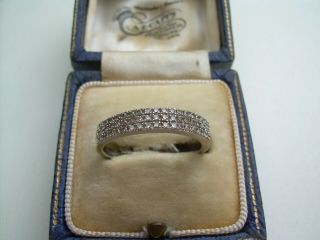 Vintage 9ct White Gold & Natural Diamond Half Eternity Ring Size O.