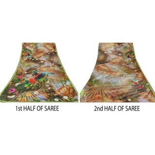 Sanskriti Vintage Saree Digital Printed Blend Georgette Sari Craft Decor Fabric 6