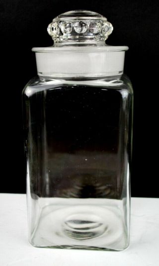 Vintage 1940 - 50’s Ground Glass Apothecary Candy Kitchen Jar 11” Tall Tiffin