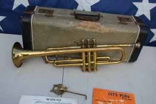Vintage Renault Trumpet By Couesnon Paris France W/case