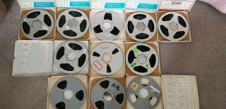 11 Reel To Reel Tapes.  8 Aluminum And 3 Plastic 10.  5 Inch Recorded Music.