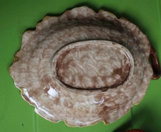 Vintage Majolica Handled Leaf Plate with Acorn 11 - 1/2 