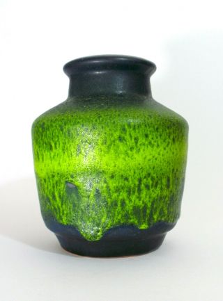 Carstens Green Fat Lava Vase German Art Pottery Modernist 1960/70s Vintage Retro