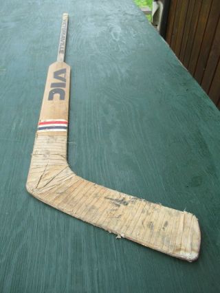 Vintage Wooden 53 " Long Hockey Stick Goalie Victoriaville Pro Vic