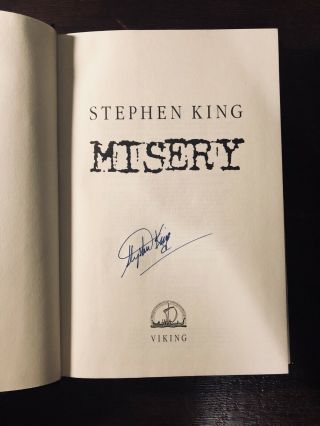 Signed Stephen King Misery Hardcover Book