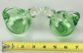 Set of 2 Vintage Cambridge Glass 3400 Ball Line Green Vinegar Oil Cruets 7