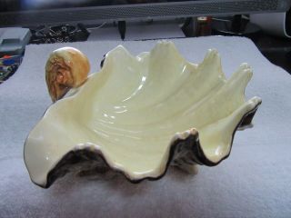 Vintage Ff Fitz & Floyd Pottery Ceramic Coquille Shell Footed Bowl Dish