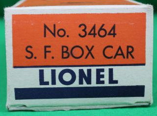 Vintage Lionel No.  3464 S.  F.  Box Car Empty Box
