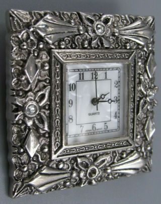 HIGH END Vintage Jewelry Marcasite Watch BROOCH PIN Rhinestone O 2