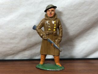 Vintage Wwi Lead Soldier Die - Cast Metal U.  S.  Infantry Fire Watch Toy Army Man