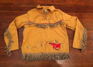Vtg 50s/60s Childs Cowboy Shirt J Bar T Western Wear Los Angeles Fringe Xl Euc