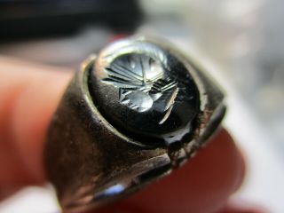 Sterling Silver 925 Vintage Gainsboro Intaglio Soldier Hematite Ring Size 9.  25