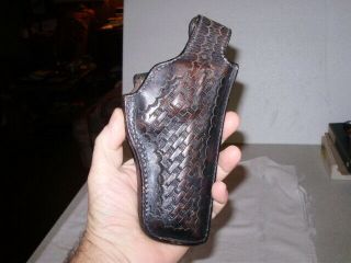 Vintage Safariland 29 Dark Brown Leather Belt Holster For Colt Revolvers