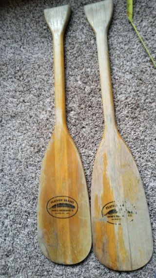 Vintage Small Feather Brand Wooden Oar Paddle Canoe 29 1/2 " Caviness