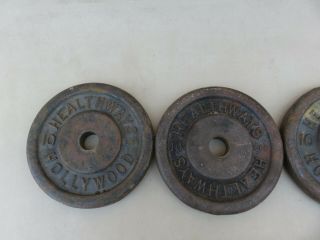 3 Vintage 1” Healthways 10 Lb Standard Size Weight Plates Hollywood Weights