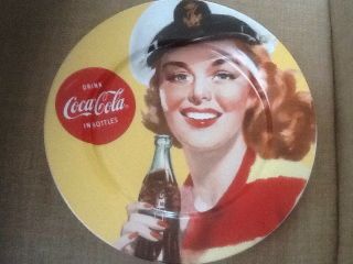 Coca Cola Coke Retro Vintage Style Ladies Ceramic 10 1/2 " Dinner Plate Redhead