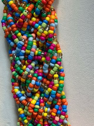 Vintage Wide Woven MiXed Multi Color Seed Bead Bib Statement Necklace 3
