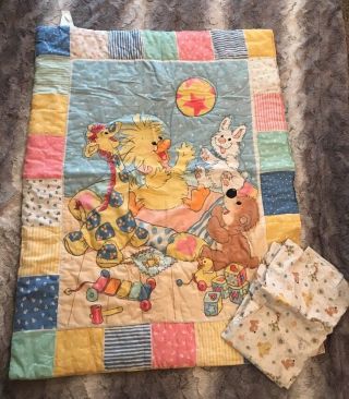 Vintage Little Suzy’s Zoo Crib Comforter And Fitted Sheet Bed Toddler 1999