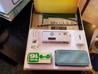 Vintage Minolta 16 - Ps Film Camera Kit,  Case And Manuals