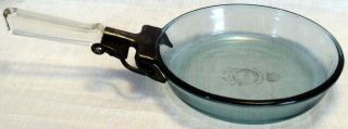 Vintage Flameware Pyrex Blue Glass 7 " Skillet 817 With Removable Glass Handle
