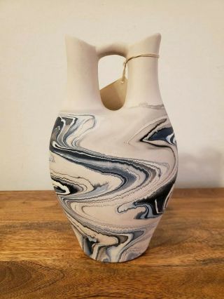 Vintage Authentic Nemadji Ceremonial Vase Indian River Pottery Hand Painted 10” 2
