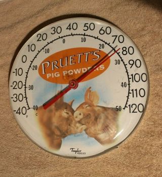 Vintage Thermometer Pruett’s Pig Powders Advertising 12 " Taylor