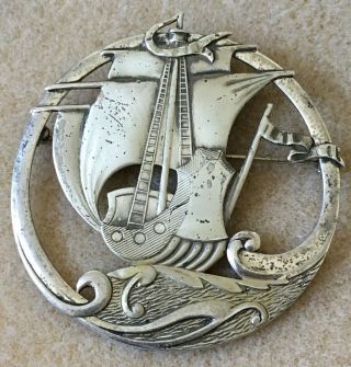 Vintage Truart Sterling Silver Ship Boat Pin Brooch