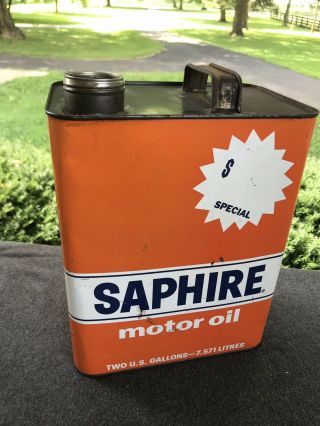 Vintage Gulf Saphire 2 Gallon Motor Oil Can - Great Colors -