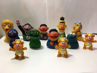 Vintage Sesame Street Muppets Finger Puppets 7 Made In Hong Kong & 5 Other Figur