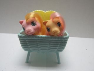 Vintage My Little Pony Newborn Twins Baby Dibbles And Nibbles Plus Accessories