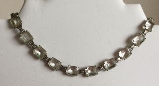 Vintage Open Back Large Clear Oblong Glass Stones & Book Link Chain c1930’s 2
